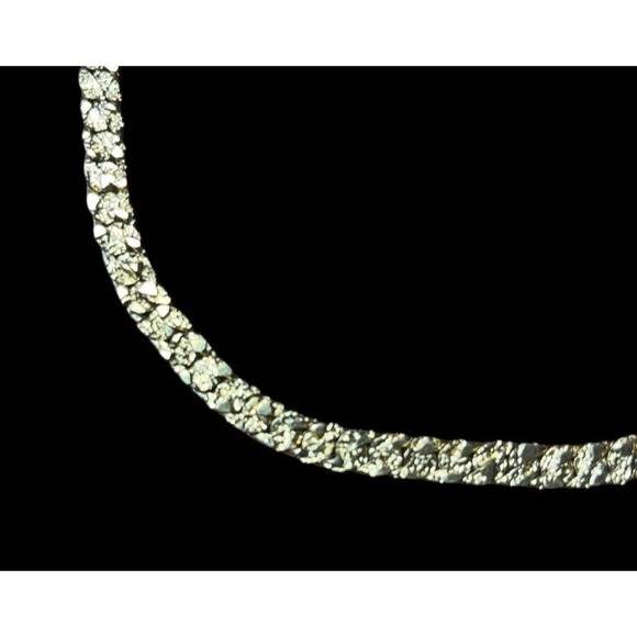 Vintage Gold Tone Flat Nugget Textured Chain Necklace Classic Reversible 18” - Picture 3 of 5
